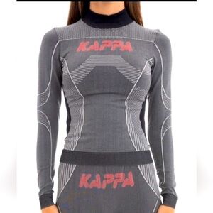 KAPPA Authentic Jaworzno Long Sleeve Shirt Top Sz M/L Black Smoke Grey Street